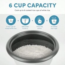 Housewares 1.5Qt. Rice & Grain Cooker,Black,6-Cup Cooked / 3-Cup Uncooked - 彩色 - 查看 4