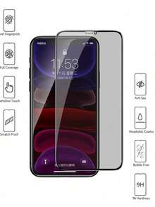 2 piezas Mica Privacidad Templado Cristal Para iPhone 7/8/se 2020 - Negro - Ver 2