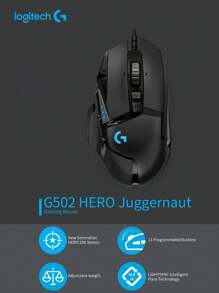 Ratón de juego con cable de alto rendimiento G502 HERO, sensor HERO 25K, 25,600 DPI, RGB, pesos ajustables, 11 botones programables, memoria incorporada, PC - Negro - Ver 2
