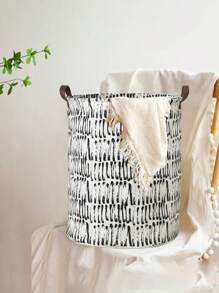 WHICHLIFE 1 chiếc giỏ đựng quần áo bẩn đa năng có họa tiết bất đối xứng đen trắng, trang trí phòng, đồ trang trí, đồ trang trí, đồ trang trí, đồ lưu trữ, đồ sắp xếp quần váy giày dép quần jean bốt váy - Đen và trắng - Xem 13