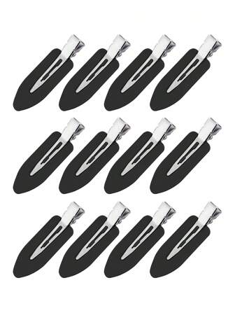 12 st svarta minimalistiska sömlösa hårspännen med lugg för kvinnor, osynliga hårspännen för daglig smink och hudvård, vardagliga hårspännen med klor, skolmaterial