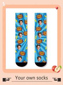 1 par de calcetines personalizados para hombres con cualquier rostro, calcetines personalizados con foto para chicos guapos y chicas hermosas, calcetines de pareja personalizados con imagen interesante, apropiado para el Día de San Valentín, regalos de cumpleaños y otras ocasiones, divertidos, locos, anime, multicolor