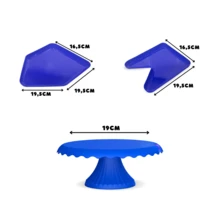 Kit Festa 1 Boleira Cake Renda 19CM + 2 Bandejas Pipa + 2 Bandejas Bandeirinha - Azul Royal - Visão 5