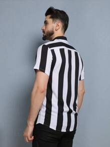 camisa masculino manga curto listrada slim fit adulto