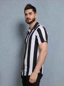 camisa masculino manga curto listrada slim fit adulto