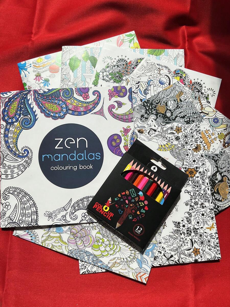 Conjunto de 8 libros para colorear de doble cara de 12 páginas, un total de 96 páginas, kit de pintura antistress, libro de colorear creativo DIY para estudiantes - Multicolor - Ver 1