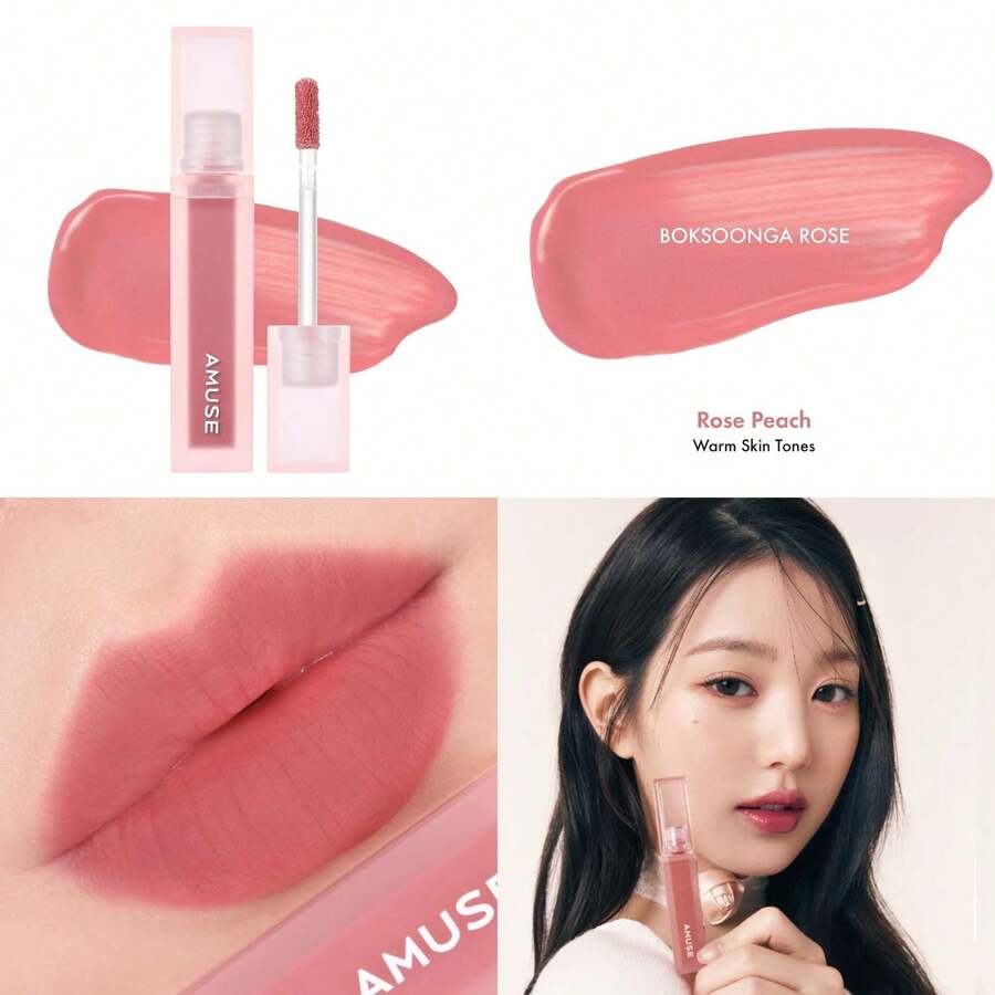 AMUSE SEOUL DEW VELVET TINT 10 ROSE BOKSOONGA Soft Matte Peach Velvety Matte Moisturizing Long-Lasting Color Transfer Proof Vegan 4g - 10 ROSE BOKSOONGA - View 1