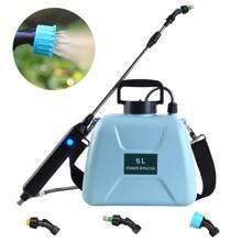 1PC 5L/1.3Gallon Electric Plant Sprayer Telescopic Rechargeable Garden Sprayer Automatic Handheld Sprayer With 3 Spray Spouts Shoulder Strap For Cleaning Sterilization - Blue - View 1