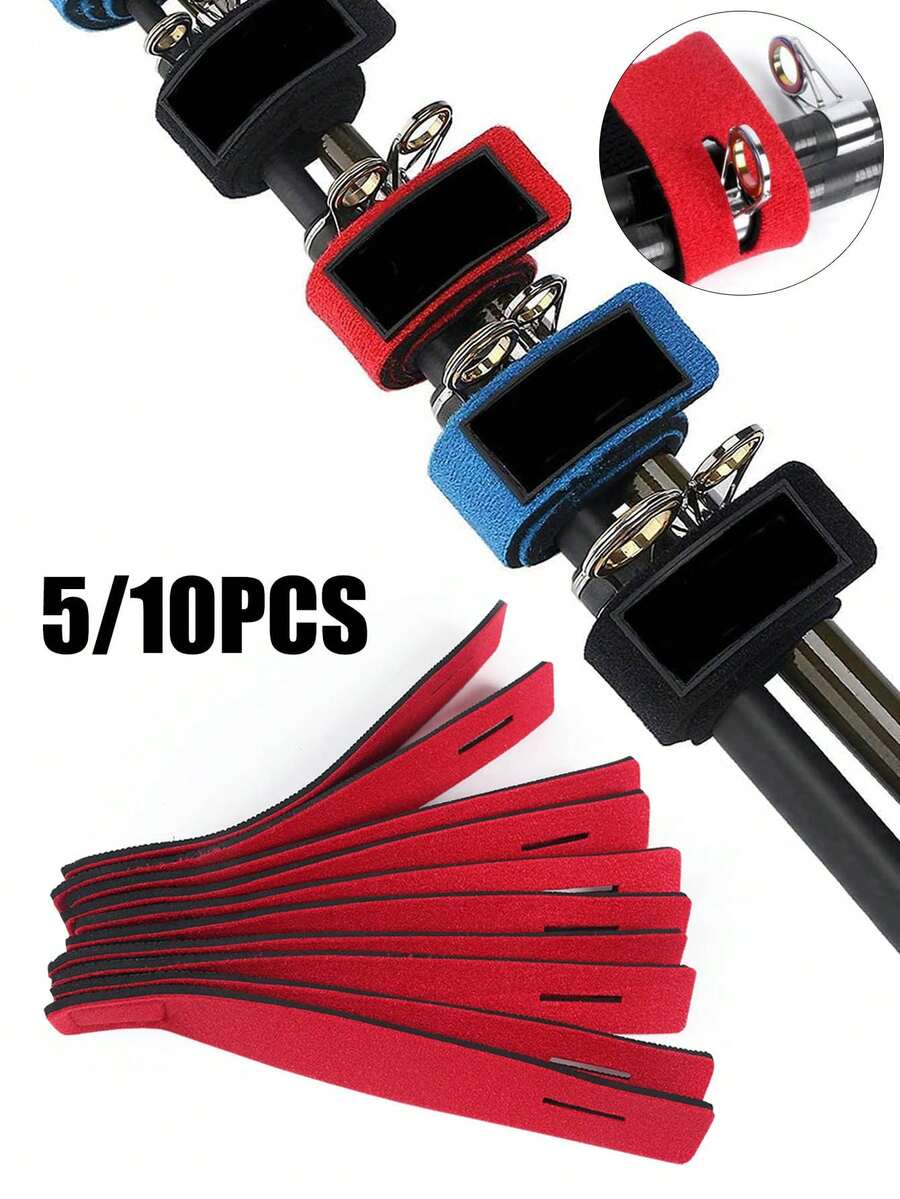 Cinturones elásticos para cañas de pescar, correas ajustables y soportes para cables, conjuntos de 5/10 piezas para cañas de lanzar, de spinning y para mosca - Multicolor - Ver 1