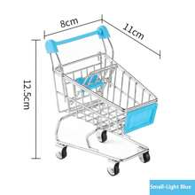 1pc Mini Simulation Supermarket Shopping Cart, Hand Push Cart, Pretend Play Model Toy, Storage Cart - Multicolor - View 21