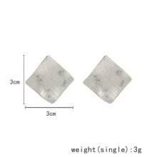 1對女士幾何波浪方形金屬耳釘