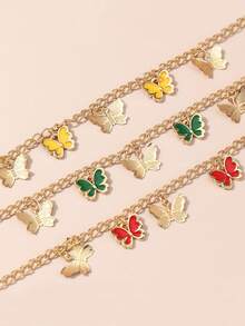 3 Stücke/Set süße Kinderarmreifen mit bunten Schmetterling Anhängern