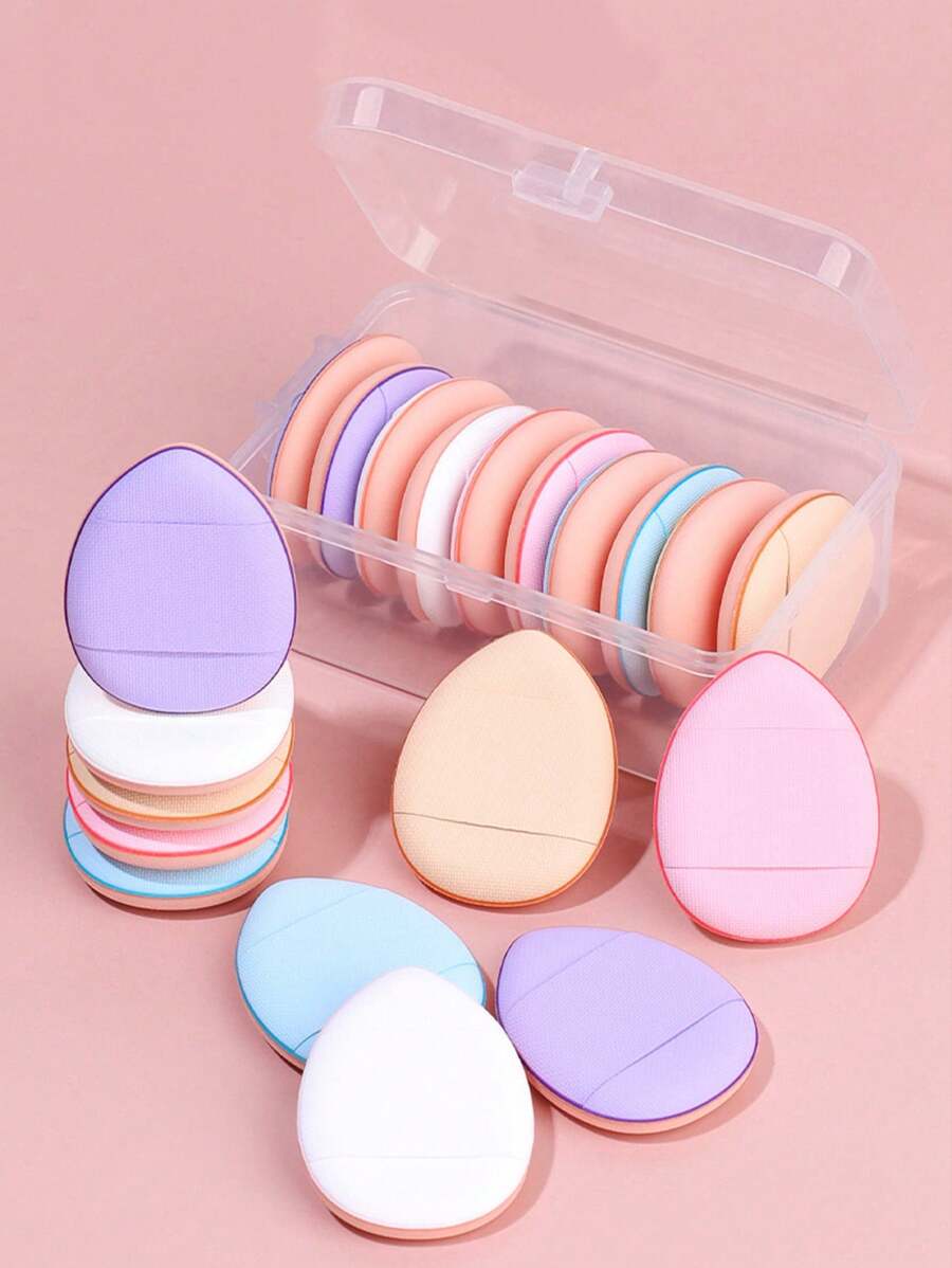 6pcs/10pcs Finger Puff Mini Cushion Powder Puff Makeup Sponge, Dry & Wet Dual-Use Foundation, Non-Absorbent,Cheap,Stocking Stuffers,Makeup,Makeup Tools,Cheap Stuff,Gifts,Gifts For Women,Christmas Gifts - Multicolor - View 1
