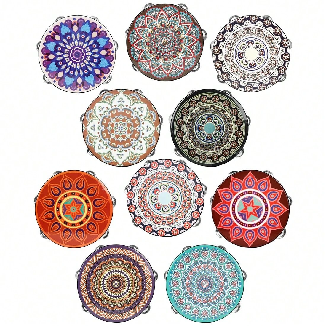 8 Inch Tambourine Percussion Instrument Adult Handheld Drums Metal