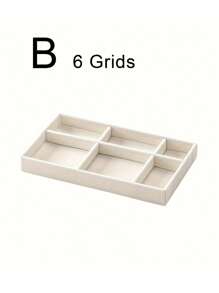 1/5pcs Beige Desktop Jewelry Display Storage Box Elegant Stackable Velvet Jewelry Tray Organizer - Portable Multi-Purpose Storage For Rings, Earrings, And Necklaces