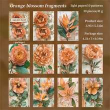 30pcs Vintage Botanical Theme Patterned Paper For Scrapbooking, Crafting, Decorating - Multicolor - View 9