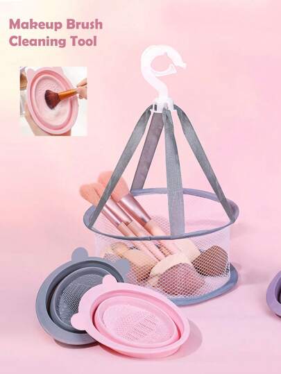 1pc/2pcs Pink/Grey/Purple,Makeup Brush Cleaning Tool ,Extendable & Reusable & Durable Cosmetic Brush Cleaning Tool Set,For Burshes,Powder Puffs And Sponges,Accessories Makeup Set