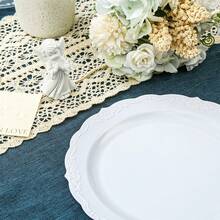 25入組白色花紋水果托盤，可重復使用且可水洗，適用於節慶、西式用餐、生日派對、戶外活動等。 - 白色 - 查看 8