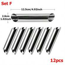 6-12入組家用烘焙工具套裝，多種選擇可用，羊角麵包餡料套裝、廚房蛋糕模具、螺旋烘焙羊角包管、餅乾和甜點工具 - 銀色 - 查看 18