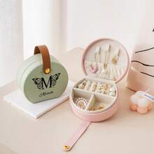 1 pièce Boîte de rangement à bijoux pour femmes avec lettre de papillon et nom personnalisé, organiseur de bijoux personnalisé à la mode, cadeau parfait pour une mère, une petite amie, un anniversaire.