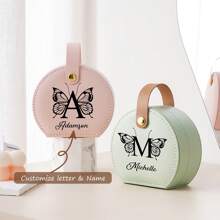 1 pièce Boîte de rangement à bijoux pour femmes avec lettre de papillon et nom personnalisé, organiseur de bijoux personnalisé à la mode, cadeau parfait pour une mère, une petite amie, un anniversaire.
