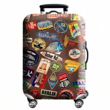 Verstärkter Kofferschutzfilm, süßer Tier-Graffiti-Planeten-Stadt Elastische Kofferüberzug für Reisen, Kratzschutz-Staubabdeckung, geeignet für 18-32 Zoll Gepäck, Tasche, Organizer, Aufbewahrung