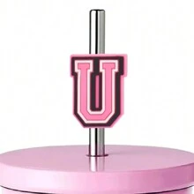 1入組字母吸管裝飾，粉色可愛吸管裝飾，適用於0.4英吋吸管，派對裝飾