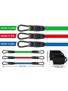 可调节脚踝阻力带套装，带固定绑带，用于腿部力量训练 - 彩色 - 查看 2