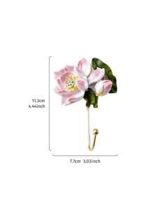 1入組樹脂手繪鐵掛勾，具有模擬立體花卉裝飾，室內掛在牆上的掛勾可用於毛巾、帽子、鑰匙等物品