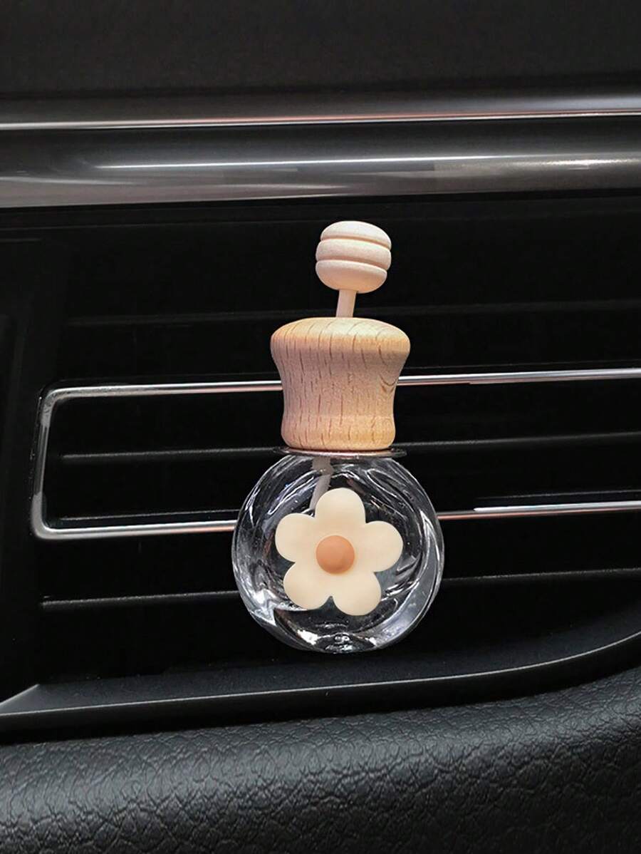 1 件装雏菊香水瓶汽车出风口香水扩散器带夹子，空精油容器汽车内饰装饰 - 米色 - 查看 1