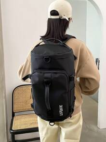 1入戶外運動背包，大容量登山旅行袋，防水健身健身房袋，可攜式多功能背包，帶濕/干分隔和鞋履收納袋的瑜伽袋 - 黑色 - 查看 5