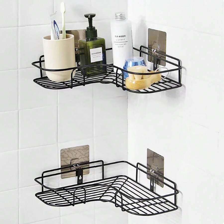 1PC Space-Saving Triangle Corner Shelf - Easy Install, Versatile Bathroom & Kitchen Organizer, Durable Shower Caddy - White - View 1