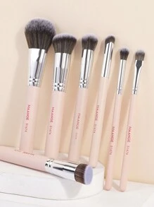 MAANGE 7pcs Makeup Brushes Set With Large, Medium And Small Foundation Brushes Eyeshadow Brushes Swoosh Brushes Nose Shadow Brushes Concealer Brushes Makeup Tools,Brush Set For Travel,Gifts For Women - 藕粉色 - 查看 2