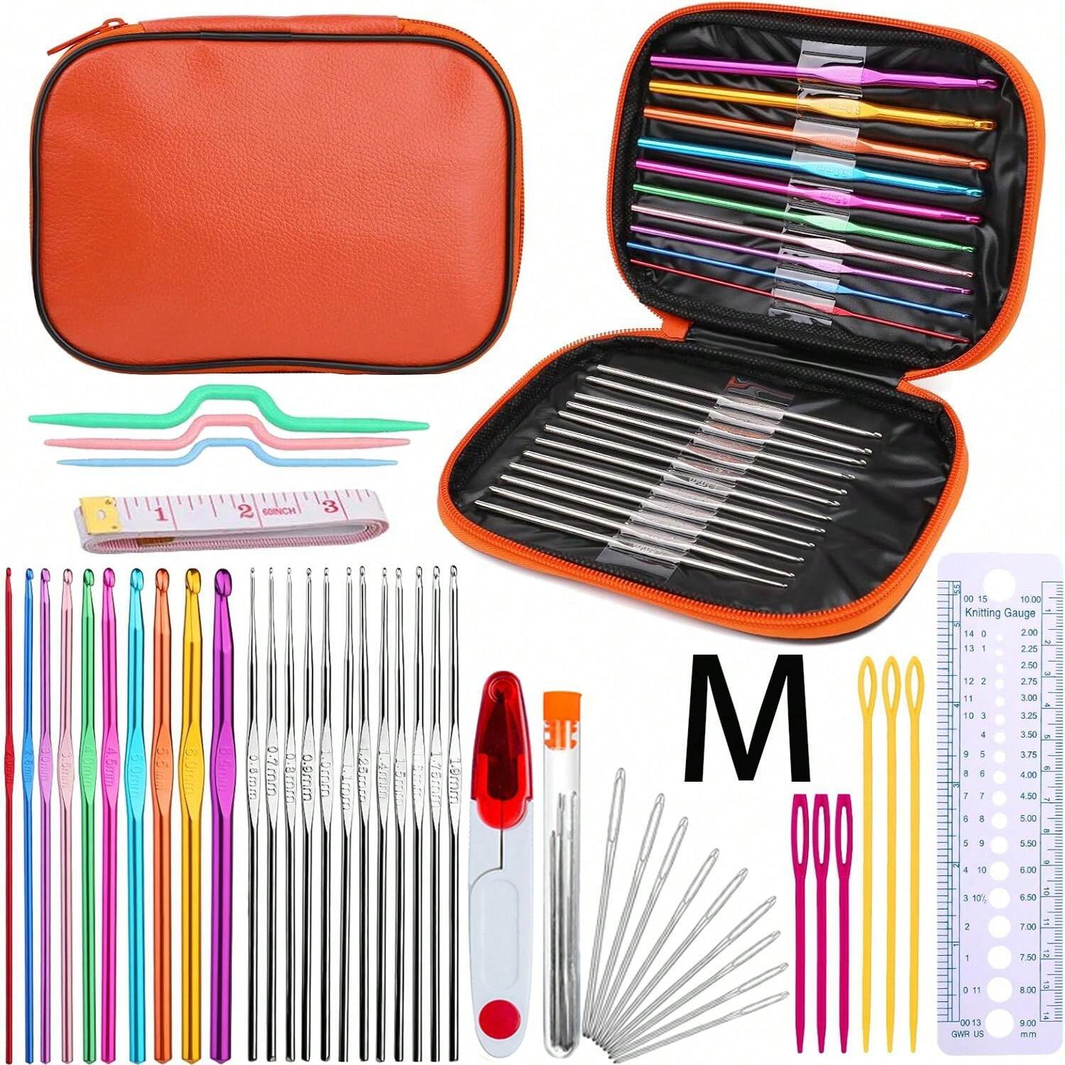 Crochet Hook Set With Convenient Storage Box, Made Of Fabric Material