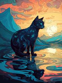 富贵猫 5D 钻石艺术画套装，全圆钻石十字绣，适合成人或初学者，钻石艺术工艺品适用于家庭墙壁客厅装饰 - 彩色 - 查看 21