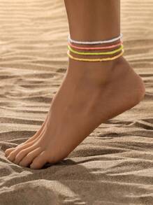 4入組夜光極簡風格串珠腳鏈 - 彩色 - 查看 8