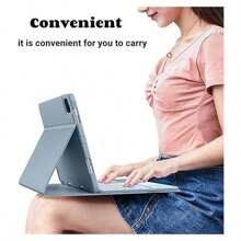 Funda con teclado Bluetooth desmontable compatible con Samsung Galaxy Tab, color rosa bebé, con soporte para S Pen incorporado, funda para teclado inalámbrico delgada y desmontable, activación/suspensión automática, compatible con Samsung Tab A9 Plus/S9 FE/S9 FE Plus/S9/S9 plus/S6 lite/A8/S8/S7/A7/S7 FE/S7 Plus/S8 Plus/S8 Ultra - Rosa - Ver 7