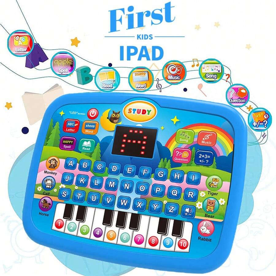 Interactive Learning Tablet For Kids Ages 3-5, ABCs, Numbers, Math & Music Educational Toy Preschool Learning Games - Màu xanh lam - Xem 1
