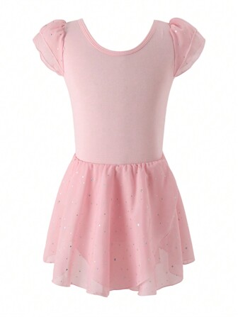 Young Girls Practice Dress With Double Crossed Straps, Ballet Dance Tutu Leotard