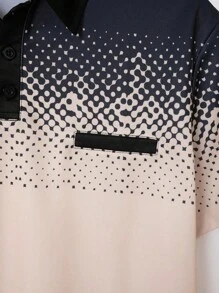 Digital Farbverlauf Gedrucktes Herren Polo-Shirt Sommer Lässig Kurzarm Top mit gefälschtem Taschendesign, täglicher Verschleiß