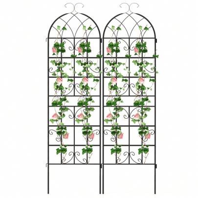 Metal Garden Trellis For Climbing Plants, 2 Pack Fence Trellis Panels, 180cm Tall Retro Style Cucumber Trellis, Decorative Plant Support Stand For Rose Ivy Vine