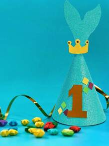 6入組魚尾尾巴造型生日帽 - 彩色 - 查看 3