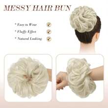 Messy Bun Hair Piece Hair Bun Scrunchies Golden Brown Synthetic Wavy Curly Chignon Ponytail Hair Extensions Thick Updo Hairpieces For Women Girls 1pc