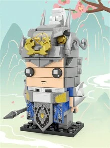 122pcs Guan Yu God Of Wealth Statue, Creative And Fun Chinese Three Kingdoms Series, Square-Headed Little Table With 3D Holiday Decorations, National Style Journey To The West Dragon Year New Mini Building Blocks, Suitable For Children's Puzzle Assembly Toys Birthday Gifts