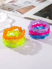 6pcs Multicolor Acrylic Beaded Bracelet With Star Charm For Daily Outfit Accessorizing