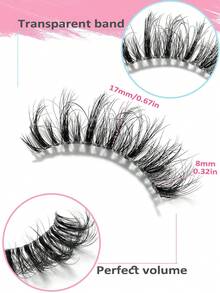 Asiteo 7 Pairs 3D Transparent False Eyelashes With Natural Delicate Faux Mink Lashes, 7 Styles Mixed Fluffy Curly Cat Eye Fake Eyelashes - Black - View 7