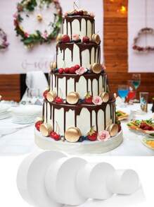 多款尺寸白色仿真蛋糕，蛋糕仿真層次組合，適用於裝飾、手工藝、烘焙展示、婚禮蛋糕設計、生日蛋糕、派對 - 白色 - 查看 10