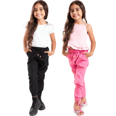 Roupa infantil menina 2 calça jogger bengaline moda blogueirinha feminina