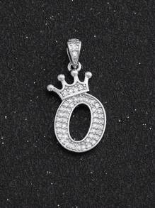 1pc Sparkling Initial Lettet & Crown Pendant  Chain Necklace A-Z Customized Name Alphabet Necklace For Women For Party - Silver - View 34