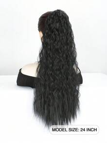 nimoki Mở rộng kiểu tóc đuôi ngựa, 24 inch Dây rút Tóc đuôi ngựa Mở rộng Tóc đuôi ngựa gợn sóng Mềm được nâng cấp Sợi tổng hợp Tóc giả đuôi ngựa cho phụ nữ Sử dụng hàng ngày (Màu đen) - màu đen - Xem 5